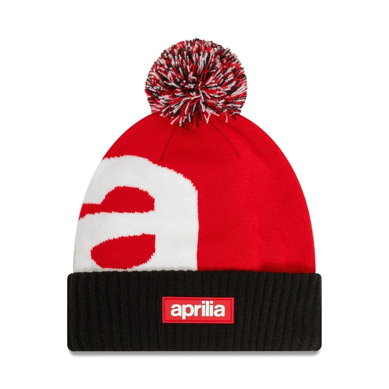 Aprilia Jacquard Red Bobble Knit Beanie Hat