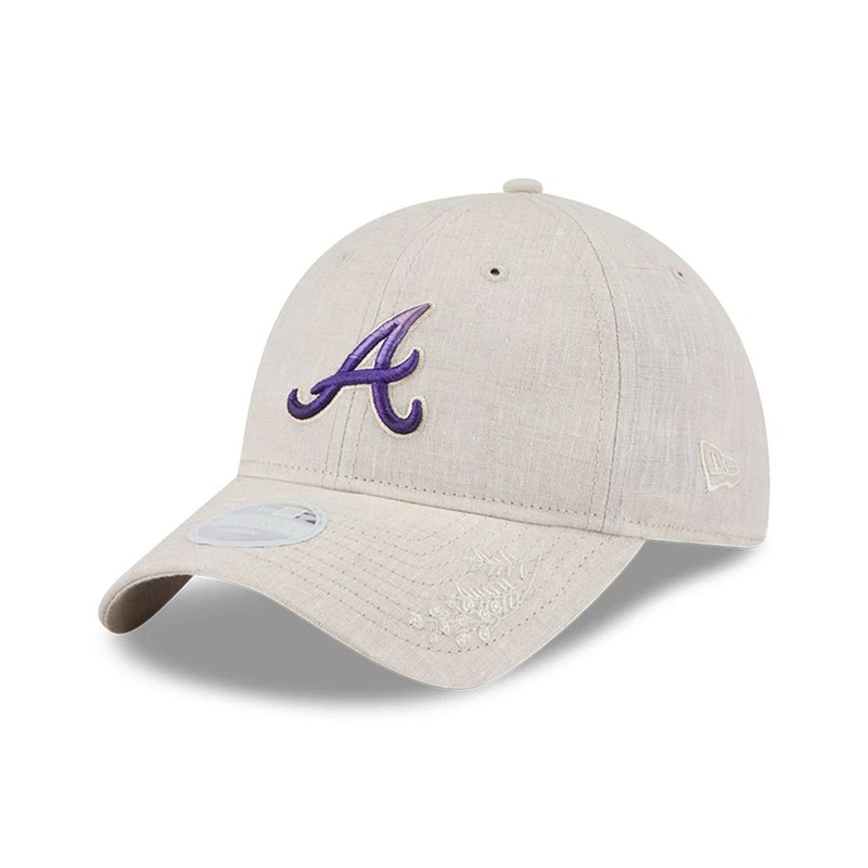 Atlanta Braves MLB Floral Visor Open Beige 9TWENTY Adjustable Cap