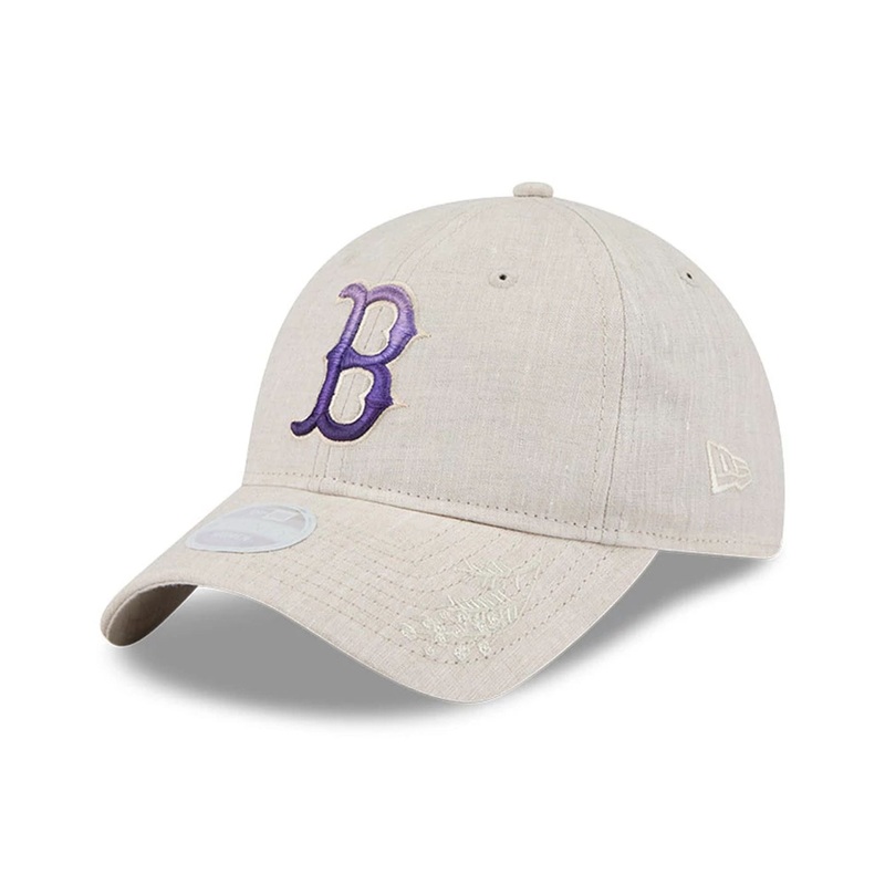 Boston Red Sox MLB Floral Visor Open Beige 9TWENTY Adjustable Cap