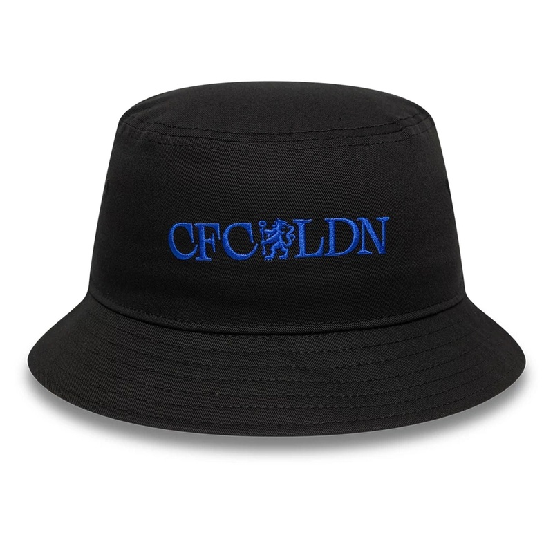 Chelsea FC Lion Crest Wordmark Black Bucket Hat