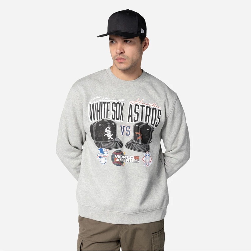 Chicago White Sox VS Houston Astros MLB Dueling Logos Sport Classic Grey Crewneck Sweater