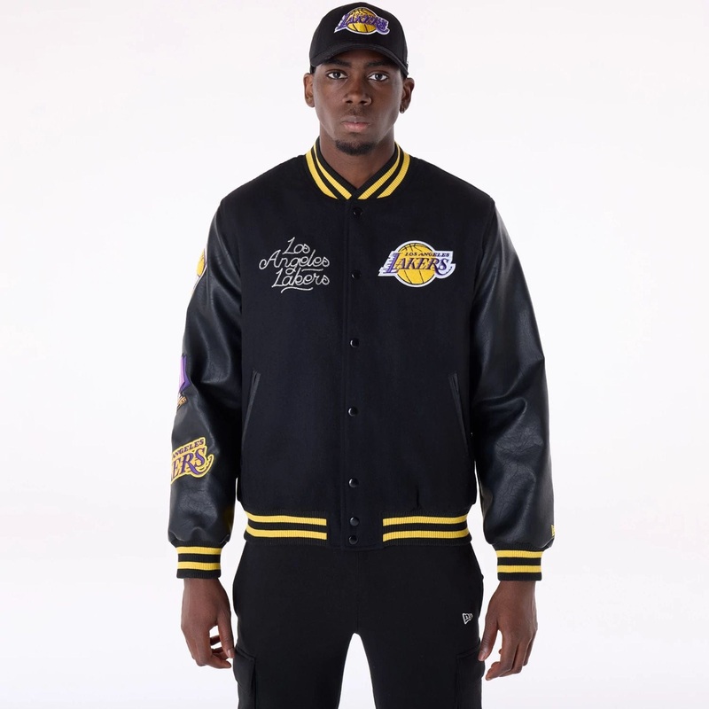 LA Lakers NBA Patch Black Varsity Jacket