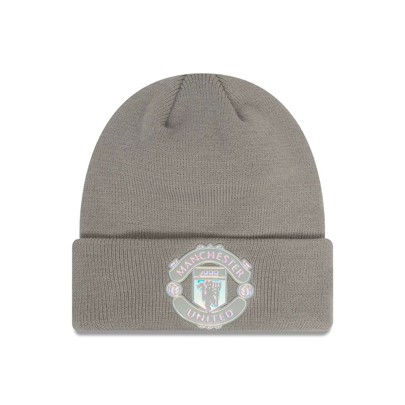 Manchester United FC Kids Iridescent Grey Cuff Knit Beanie Hat