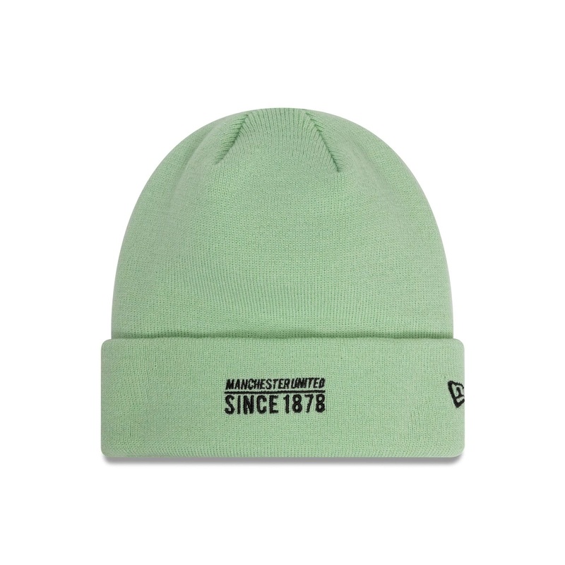 Manchester United FC Womens Seasonal Pastel Green Cuff Knit Beanie Hat