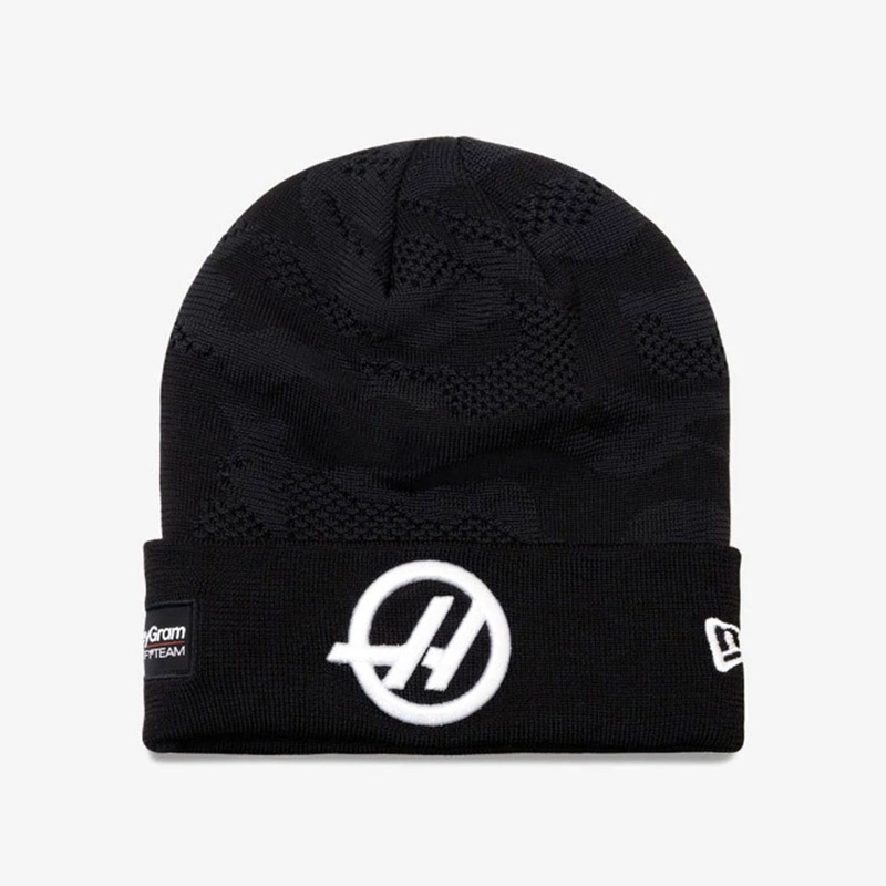 MoneyGram Haas F1 Camo Black Cuff Knit Beanie Hat