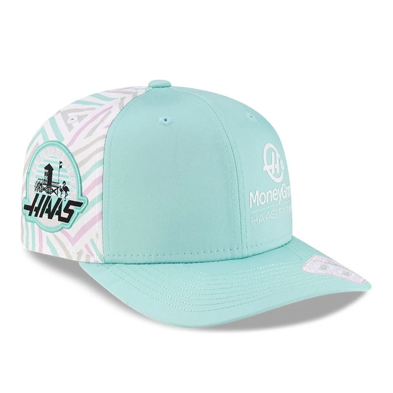 MoneyGram Haas F1 Oliver Bearman Miami Race Special Turquoise 9SEVENTY Stretch Snap Adjustable Cap