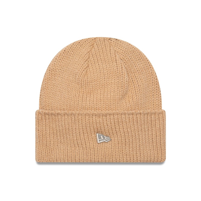 New Era Beige Wide Cuff Knit Beanie Hat