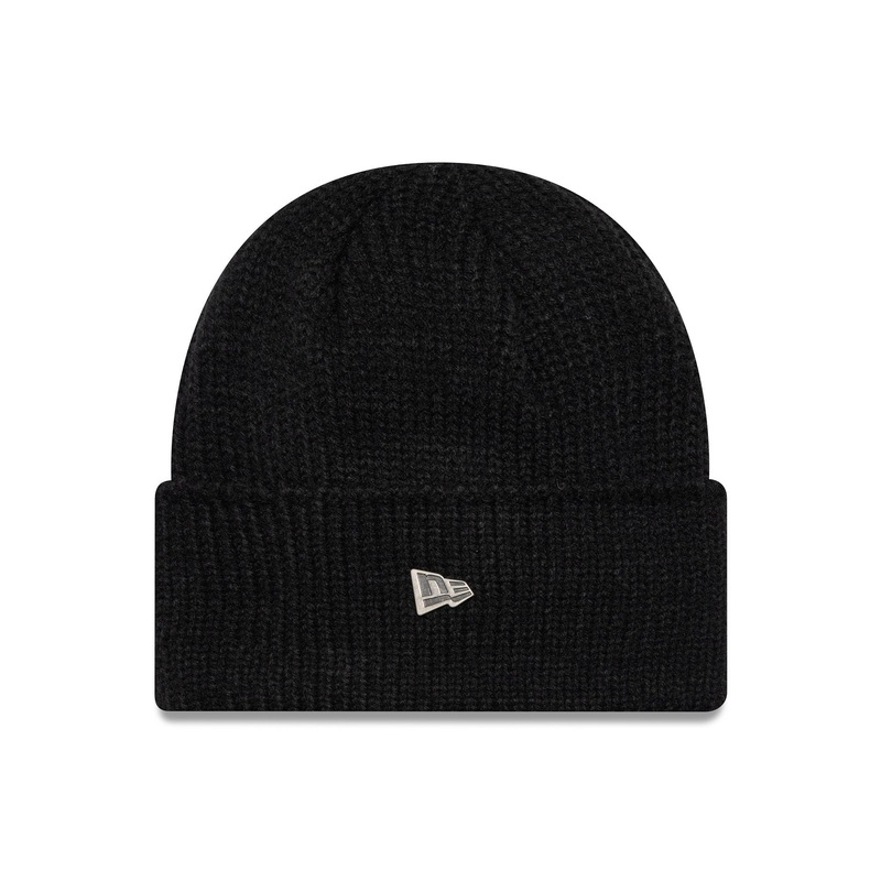 New Era Black Wide Cuff Knit Beanie Hat