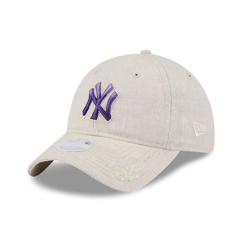 New York Yankees MLB Floral Visor Open Beige 9TWENTY Adjustable Cap