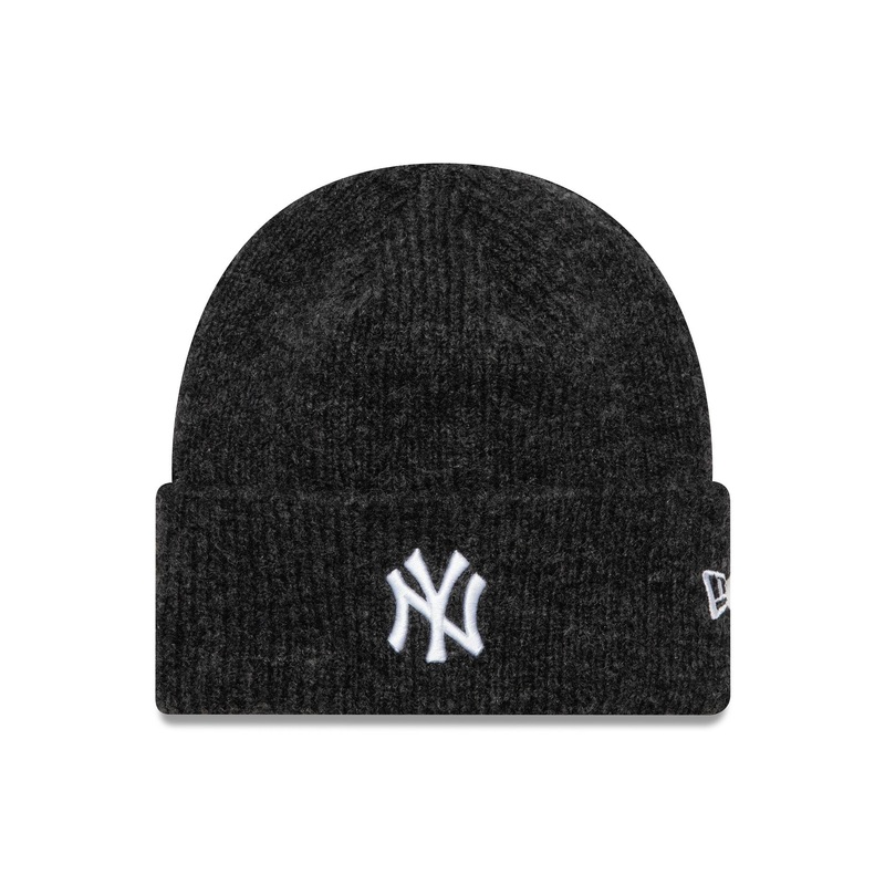 New York Yankees Womens MLB Black Wide Cuff Knit Beanie Hat