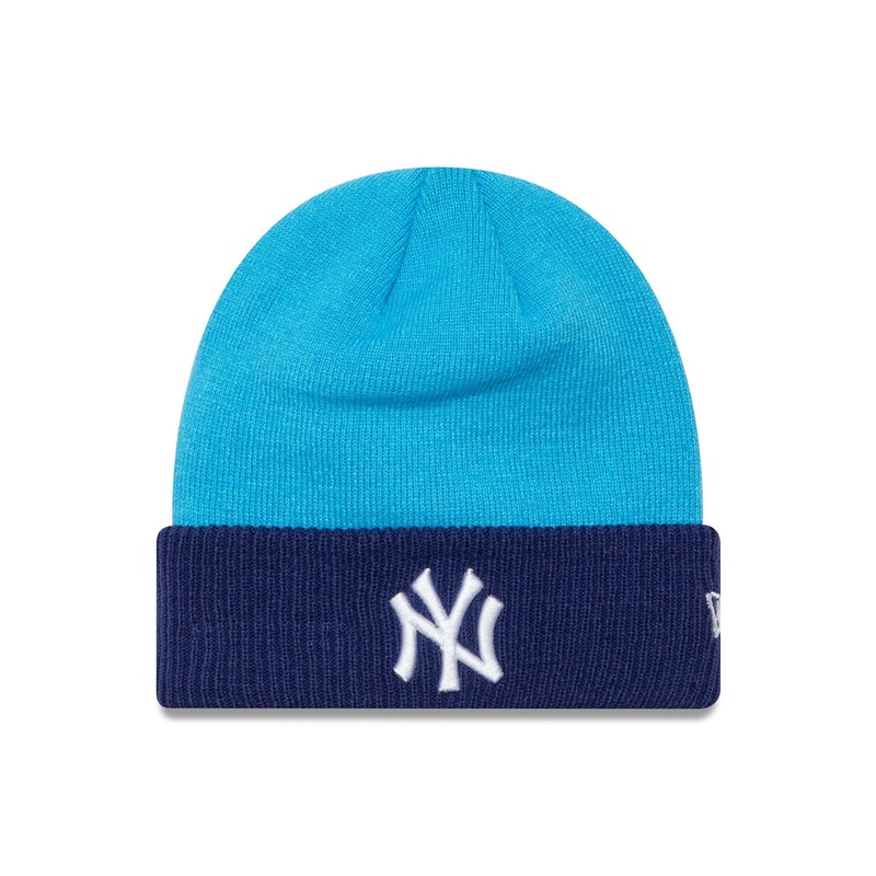 New York Yankees Youth Colour Block Dark Blue Cuff Knit Beanie Hat