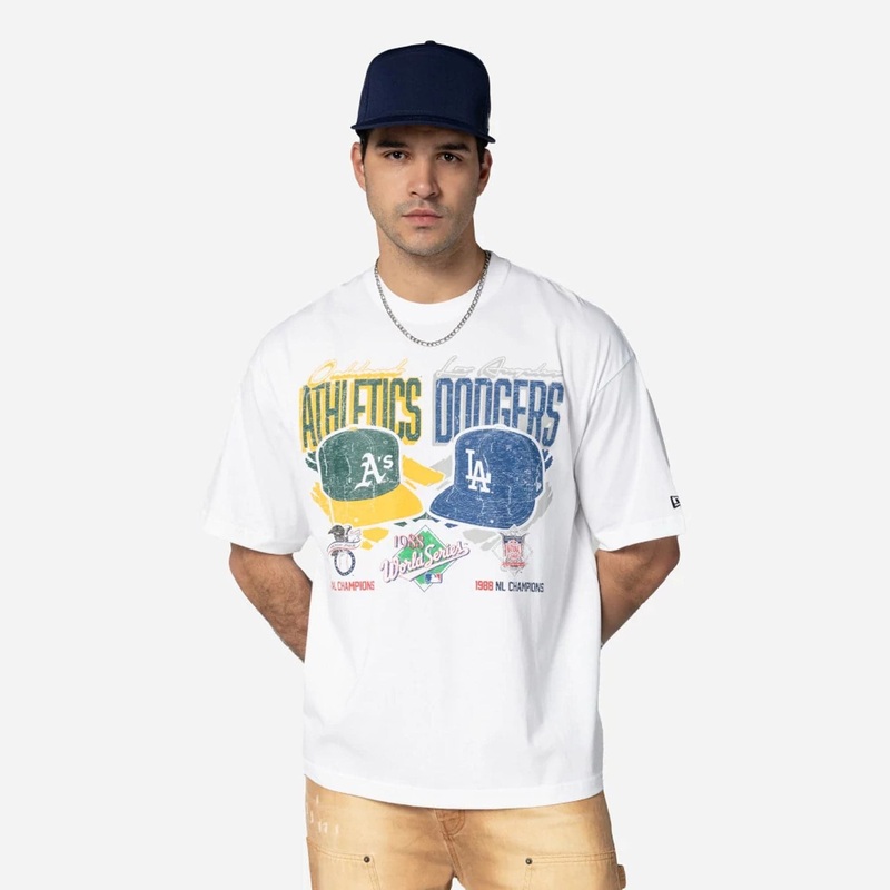 Oakland Athletics VS LA Dodgers MLB Dueling Logos Sport Classic White T-Shirt