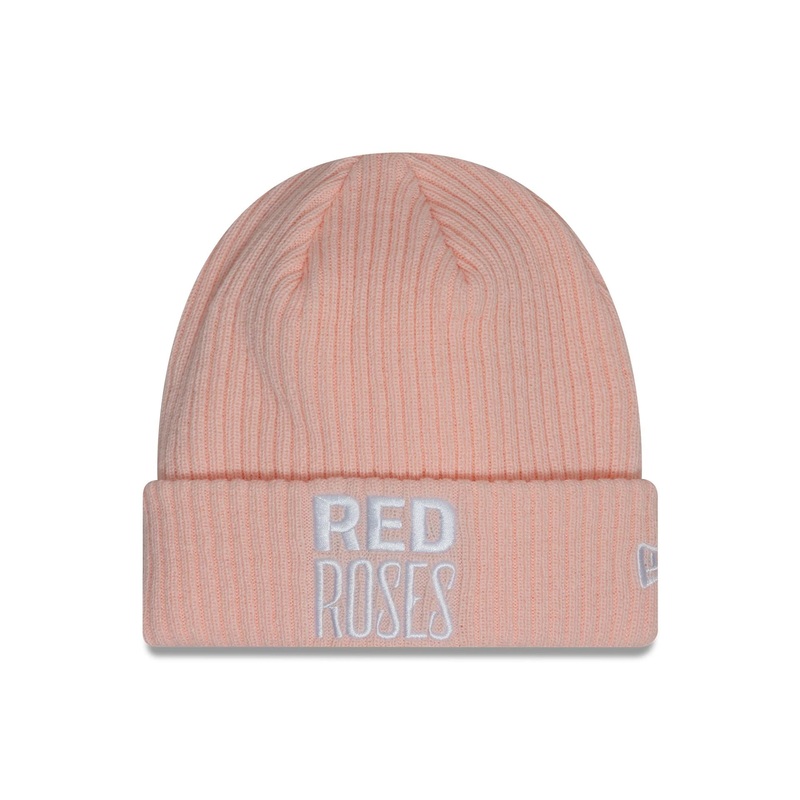 Rugby Football Union Womens Ribbed Pastel Pink Cuff Knit Beanie Hat