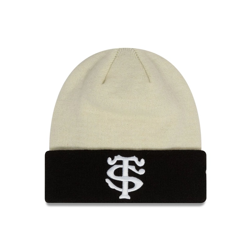 Stade Toulousain Contrast Cream Cuff Knit Beanie Hat