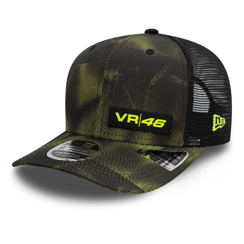 VR46 Halftone All Over Print Black 9FIFTY Stretch Snap Snapback Adjustable Cap