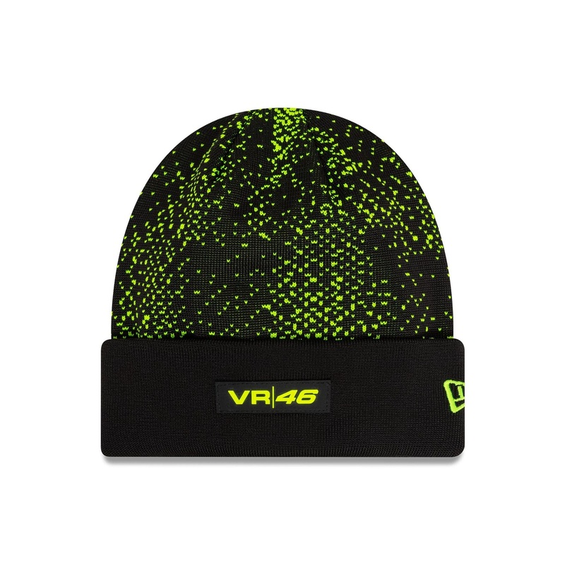 VR46 Halftone Cuff Black Cuff Knit Beanie Hat