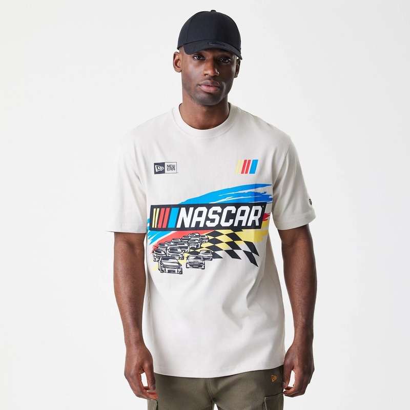 Nascar Logo Modern Driver Light Beige T-Shirt