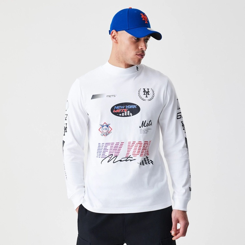 New York Mets Modern Driver White Long Sleeve T-Shirt