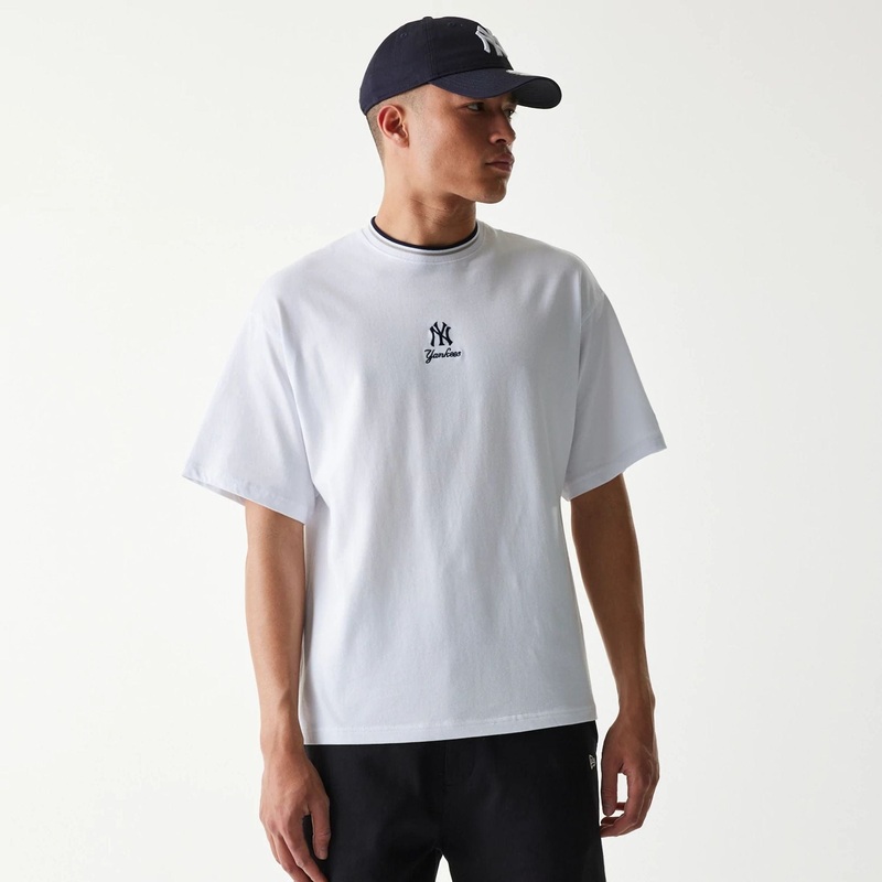 New York Yankees MLB Mini Embroidery White T-Shirt
