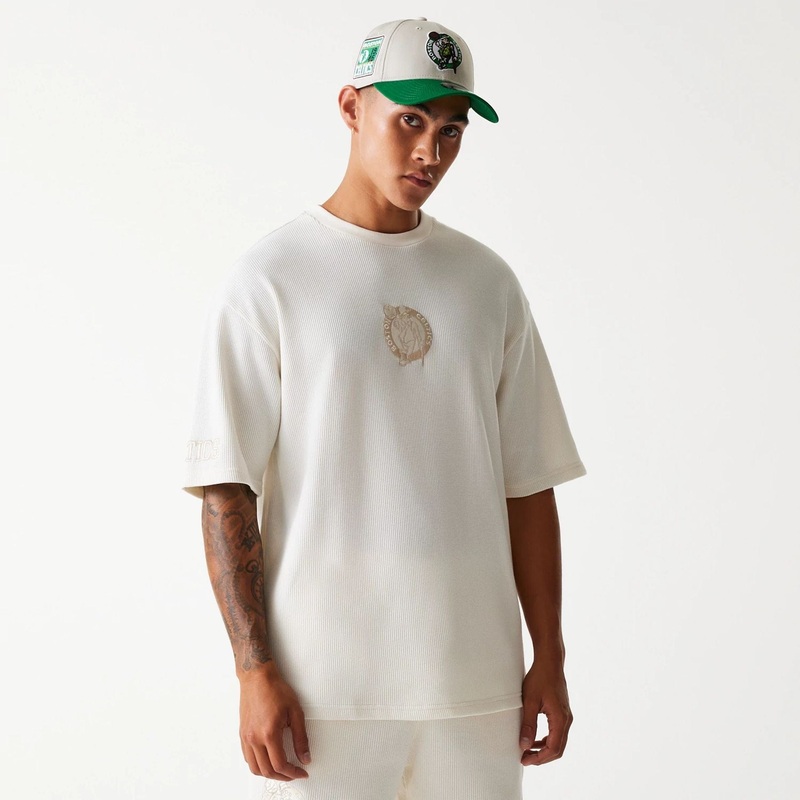 Boston Celtics NBA Waffle Open White Oversized T-Shirt