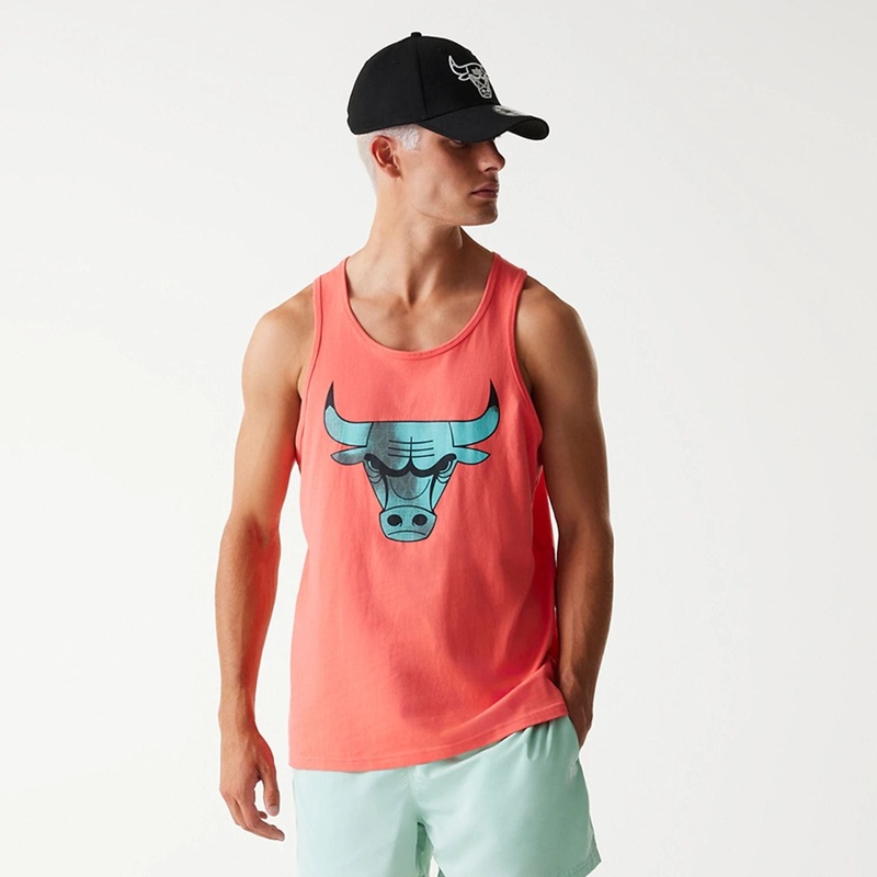 Chicago Bulls NBA All Over Print Infill Pink Vest Top
