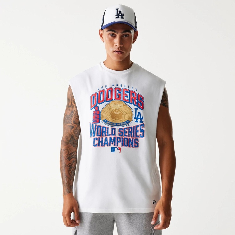 LA Dodgers MLB Graphic White Sleeveless T-Shirt