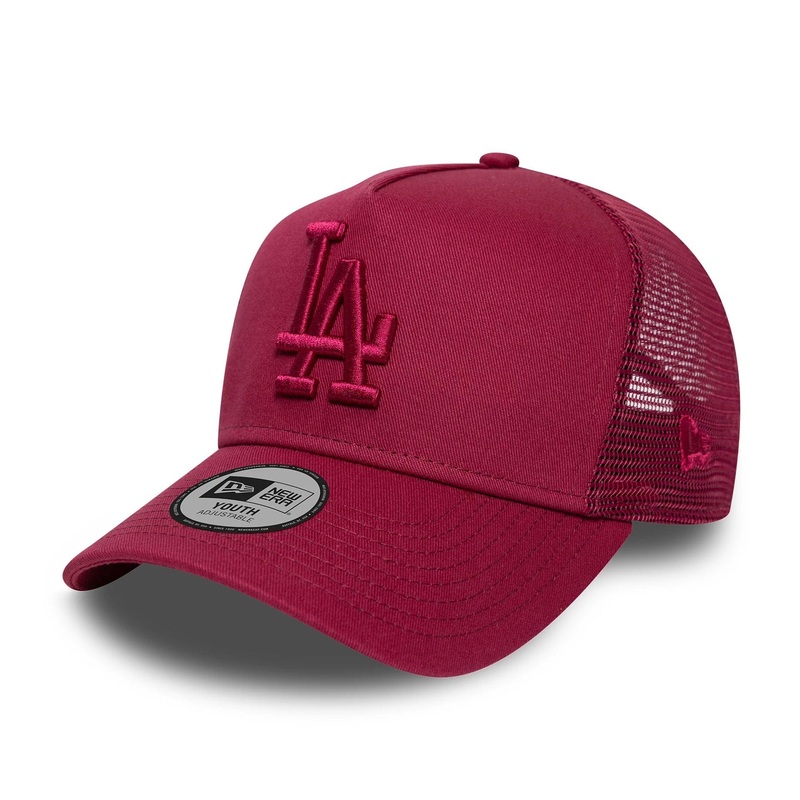LA Dodgers Youth MLB League Essential Dark Red 9FORTY A-Frame Trucker Adjustable Cap
