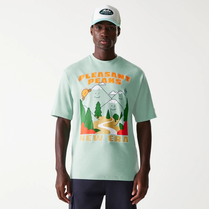 New Era Outdoor Graphic Pastel Green Oversized T-Shirt