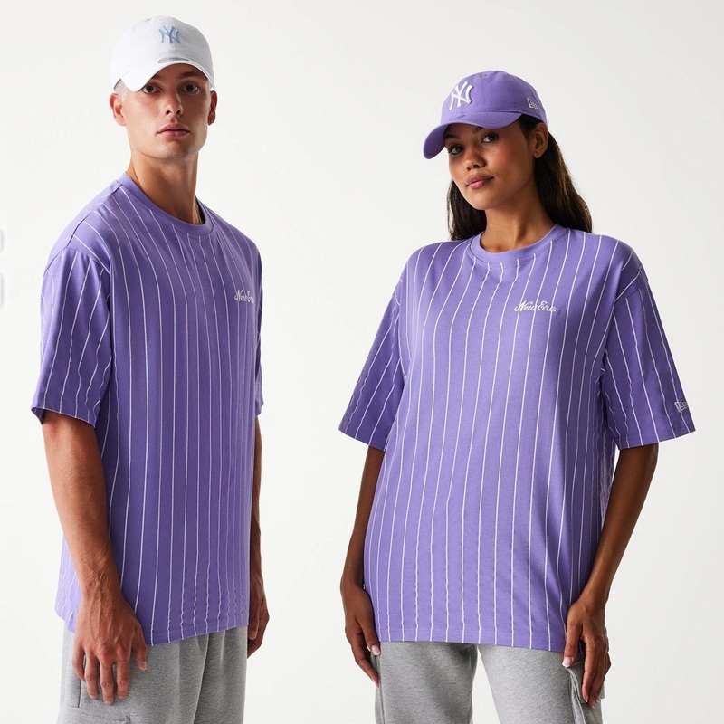 New Era Pinstripe Purple Oversized T-Shirt