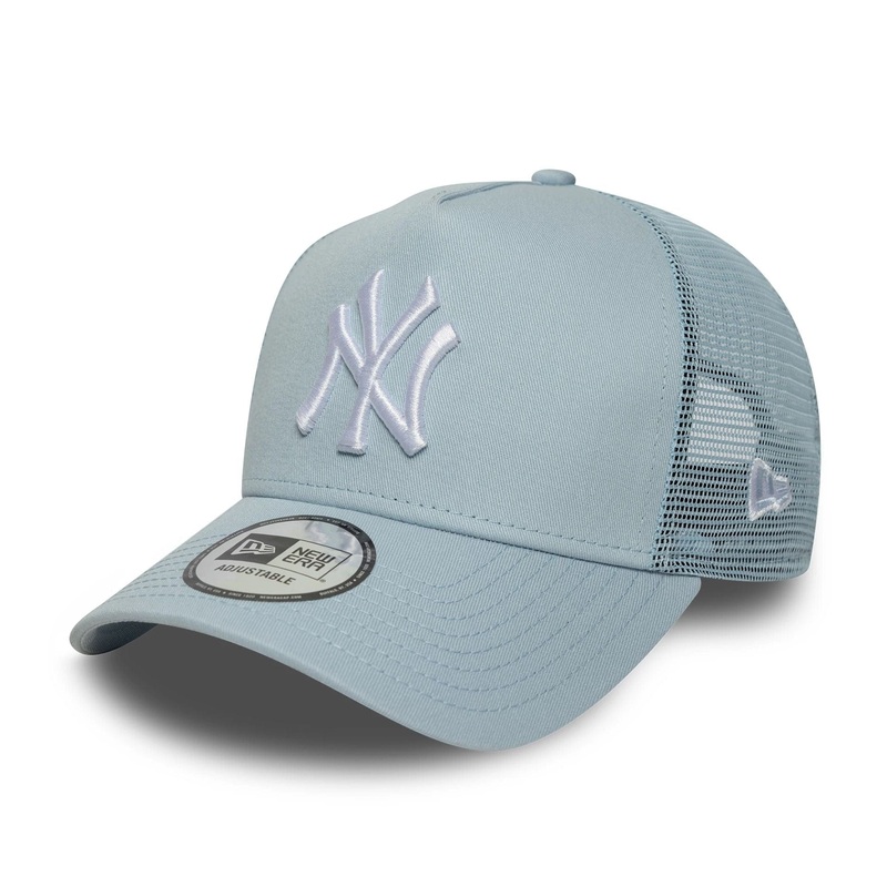 New York Yankees MLB League Essential Pastel Blue 9FORTY A-Frame Trucker Adjustable Cap