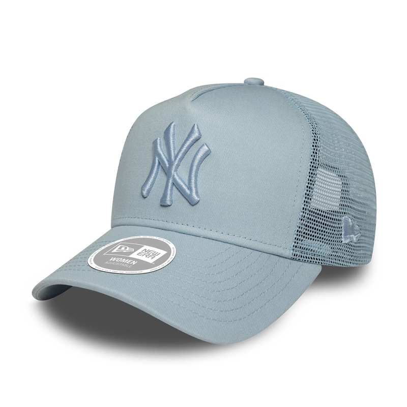 New York Yankees Womens MLB League Essential Pastel Blue 9FORTY A-Frame Trucker Adjustable Cap