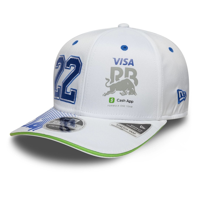 Visa Cash App Racing Bulls Driver Yuki Tsunoda White 9SEVENTY Stretch Snap Adjustable Cap