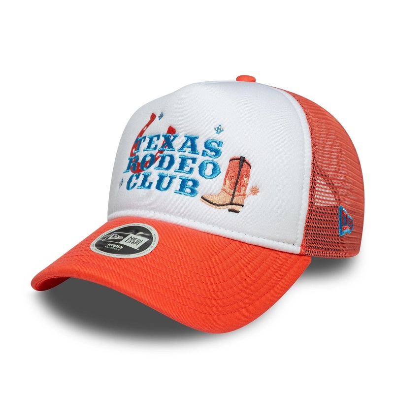 Womens New Era Western Orange 9FORTY A-Frame Trucker Adjustable Cap