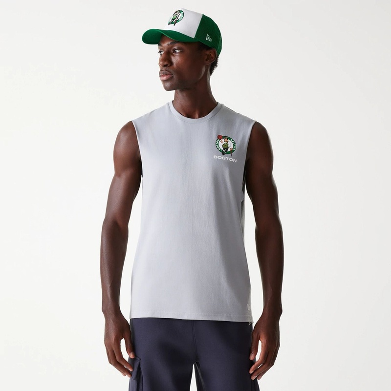 Boston Celtics NBA Graphic Grey Sleeveless T-Shirt