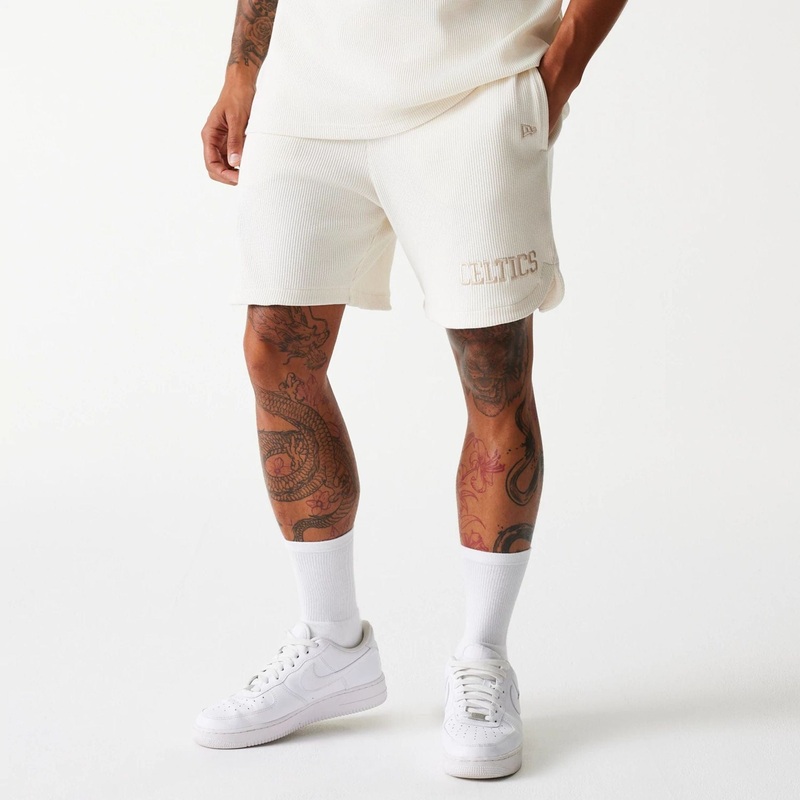 Boston Celtics NBA Waffle Open White Shorts