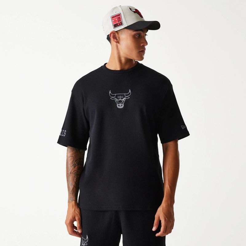 Chicago Bulls NBA Waffle Black Oversized T-Shirt