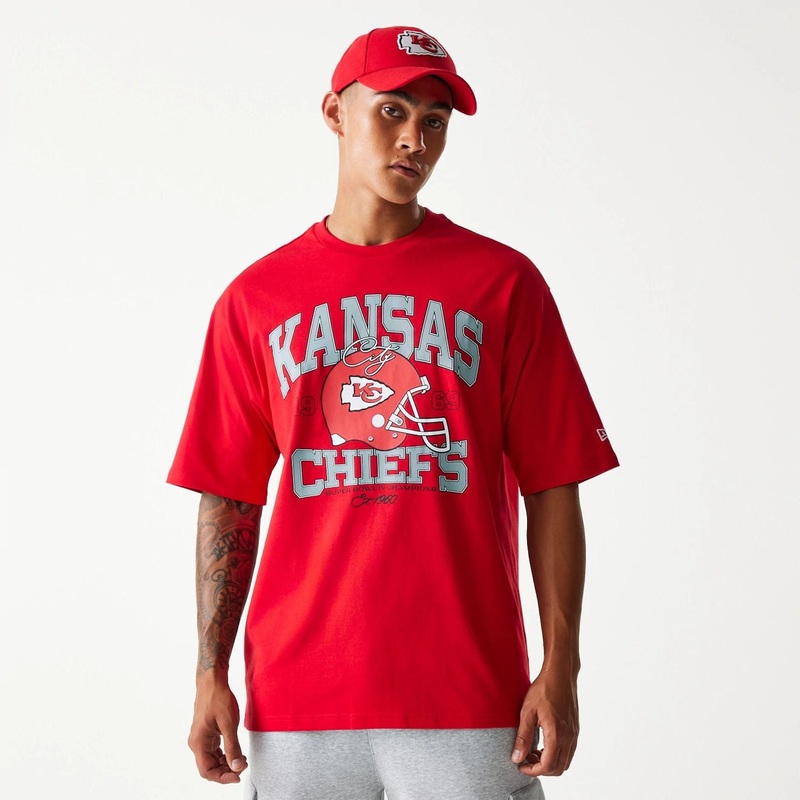 Kansas City Chiefs NFL Helmet Red Oversized T-Shirt