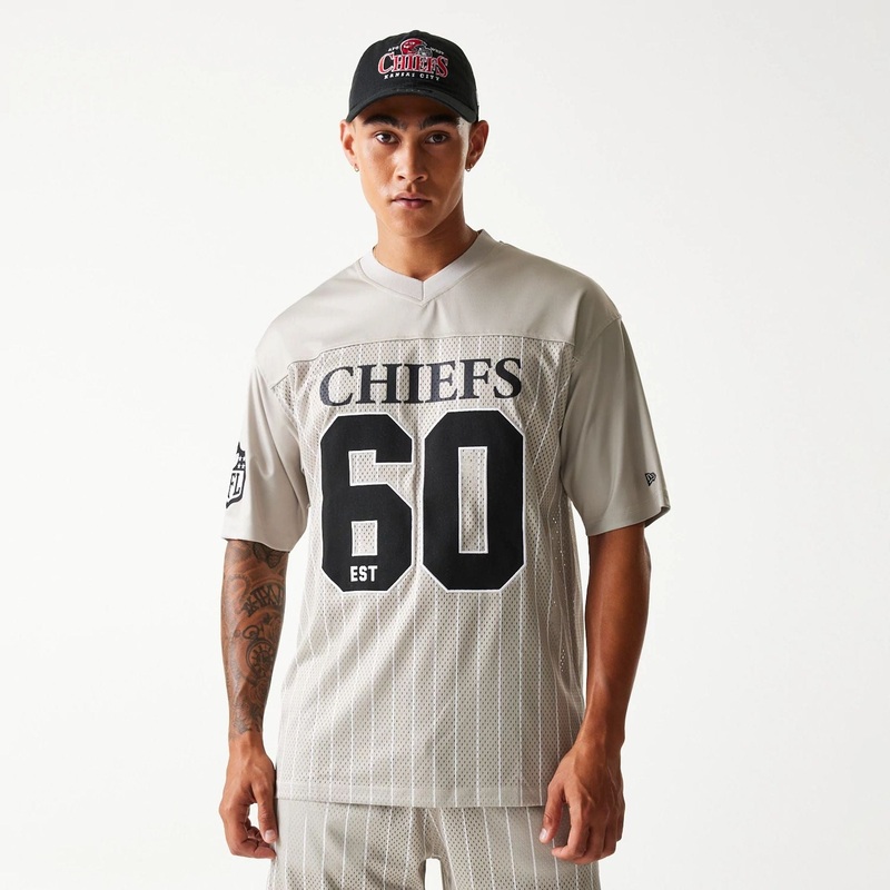 Kansas City Chiefs NFL Pinstripe Cream Mesh Jersey