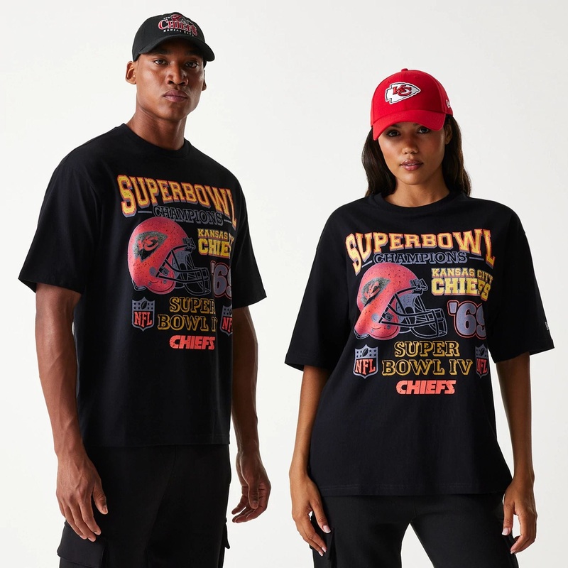 Kansas City Chiefs NFL Super Bowl Black Oversized T-Shirt