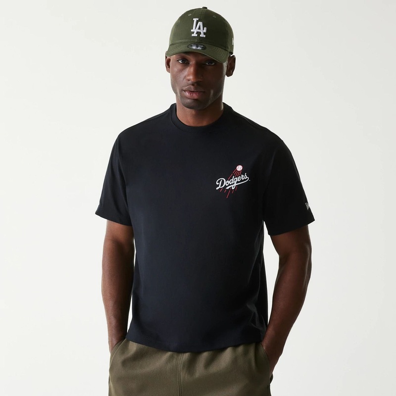 LA Dodgers MLB Cheering Food Black T-Shirt