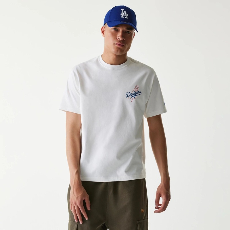 LA Dodgers MLB Cheering Food White T-Shirt