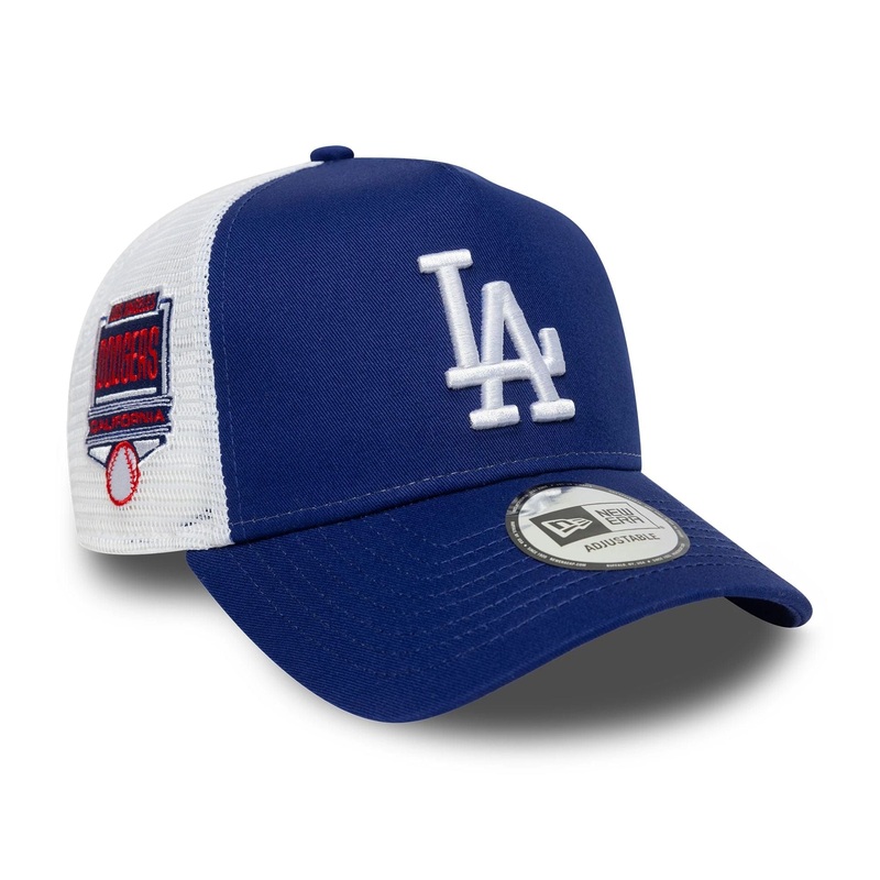 LA Dodgers MLB Side Patch Dark Blue 9FORTY A-Frame Trucker Adjustable Cap