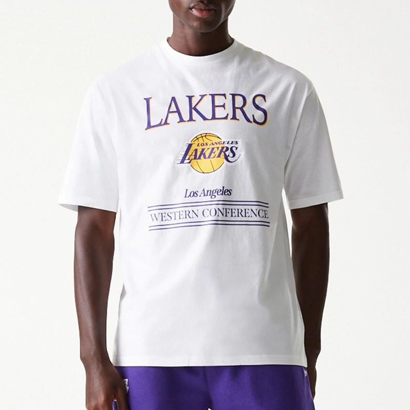 LA Lakers NBA Team Graphic White Oversized T-Shirt