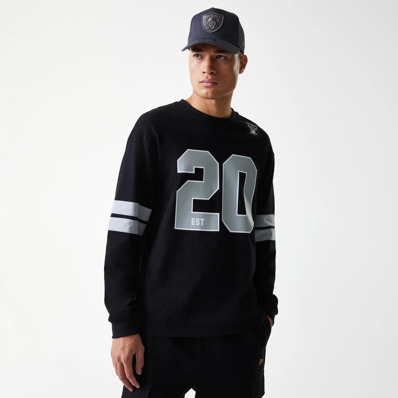 Las Vegas Raiders NFL Stripe Black Long Sleeve Jersey