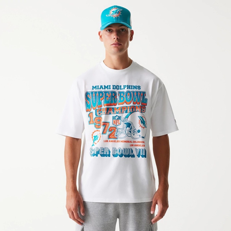 Miami Dolphins NFL Super Bowl White Oversized T-Shirt