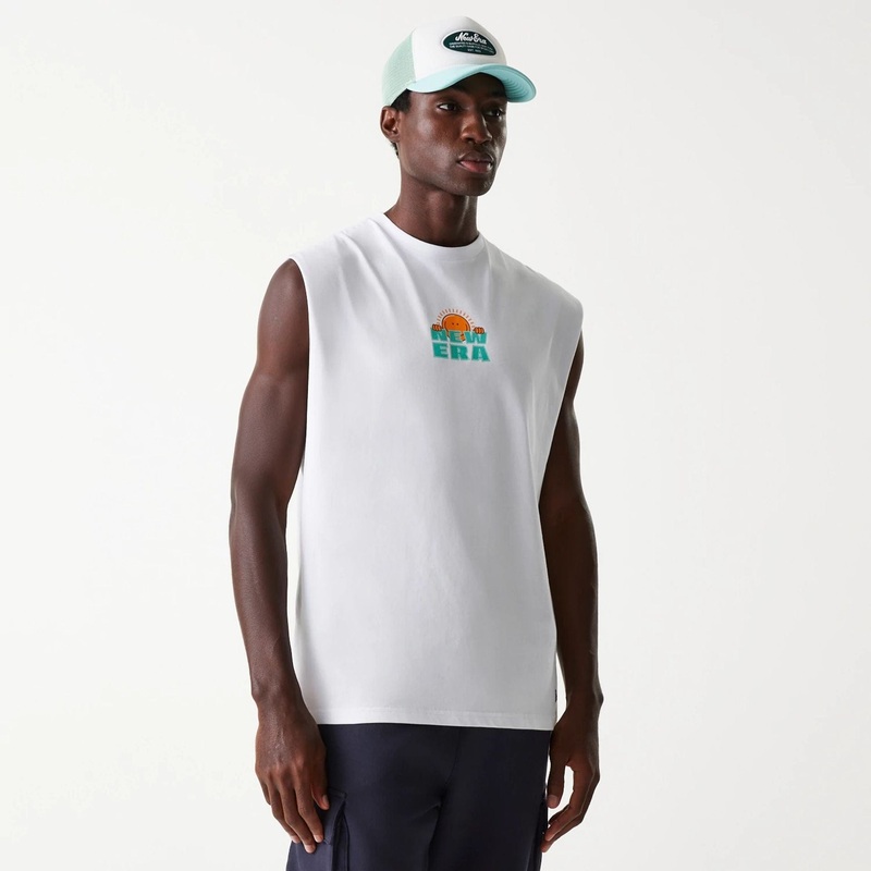 New Era Outdoor Graphic White Sleeveless T-Shirt