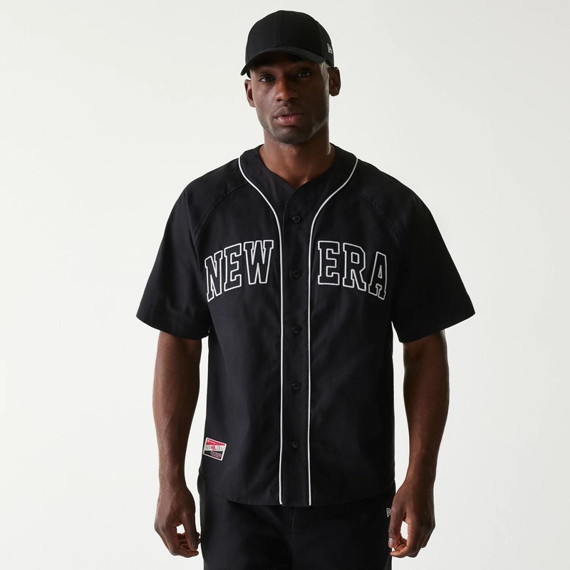 New Era Retro Baseball Black Short Sleeve Shirt