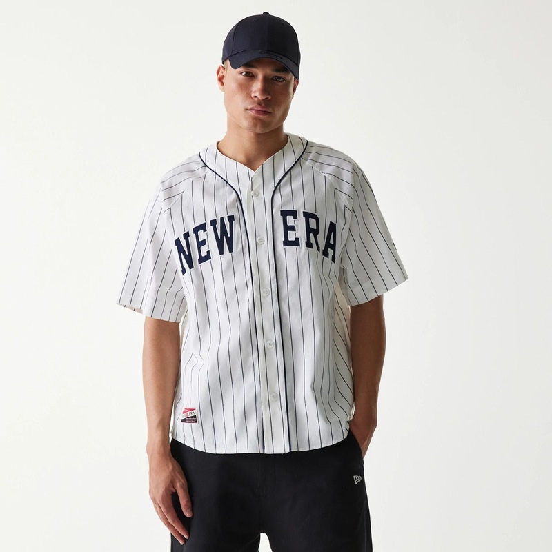 New Era Retro Baseball White Short Sleeve Shirt