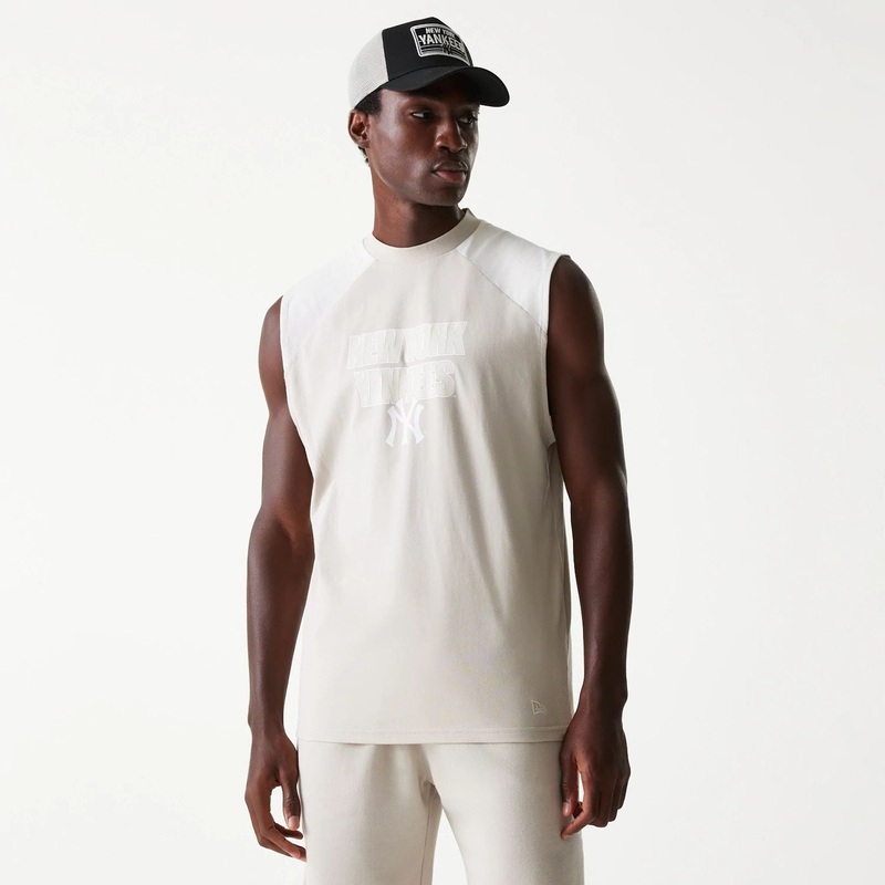 New York Yankees MLB Cream Sleeveless T-Shirt