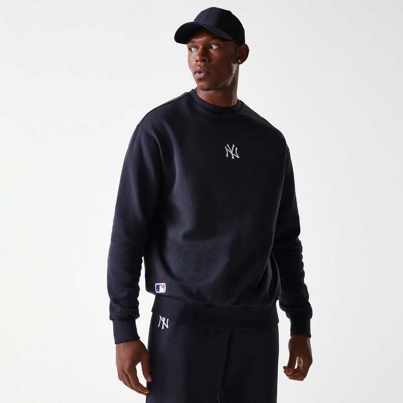 New York Yankees MLB League Essential French Terry Navy Crew Neck Sweater